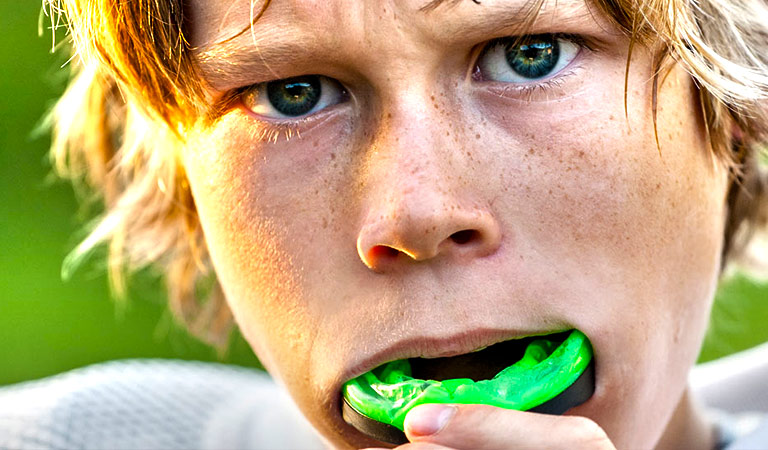 Boy with mouthguard